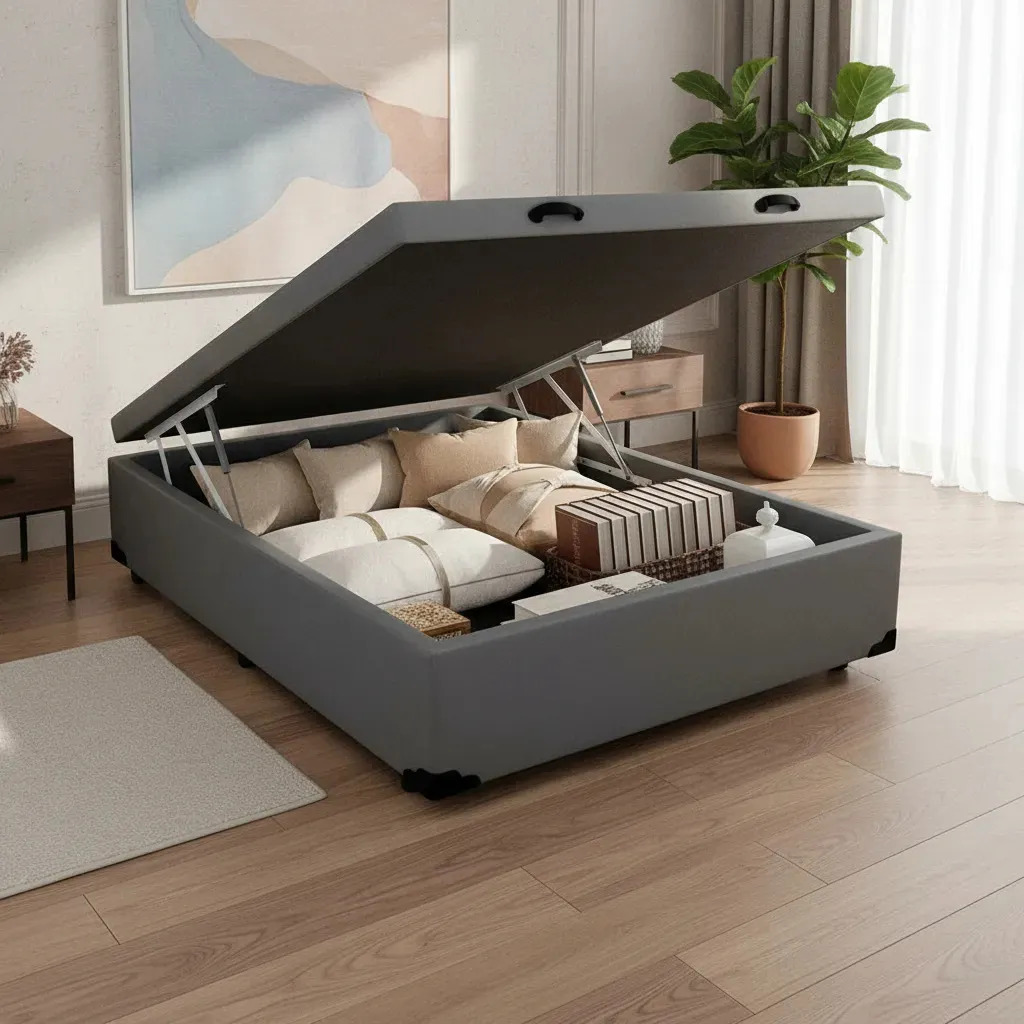 Box Baú Casal 138x188 Blindado Suede Cinza Cor Cinza suede