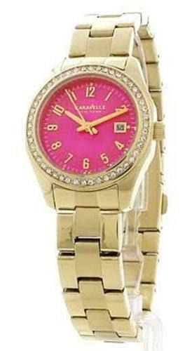Reloj Mujer Caravelle New York 44m107 Crystal Pink Dial Oro