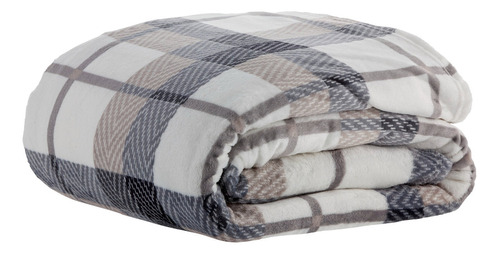 Cobertor Manta Vintage Toque Seda Estampado Casal 180x220cm Cor Austry Desenho Do Tecido Xadrez