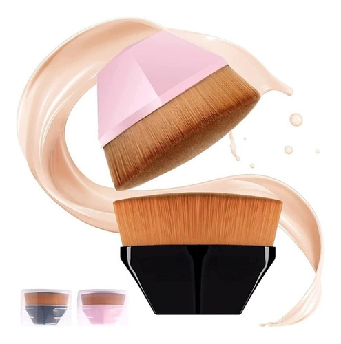 Brocha Plana De Maquillaje Kabuki Para Base Corrector