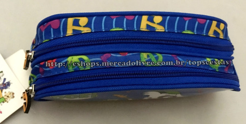 Imagem 3 de 6 de Estojo Escolar Duplo Cachorro Doki Azul Original Luxcel