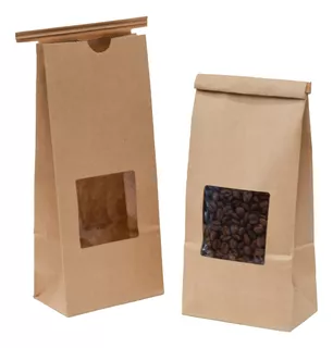  Bolsas De Cafe Y Te De Papel Kraft De 1 Libra Con Ventana, I