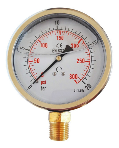 Manómetro Ø 63 Mm, Escala 0-20 Bar Rosca 1/4 Npt Inferior