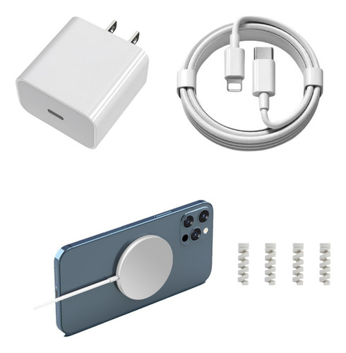 Kit 15w Cargador Inalámbrico Magnético + Cubo 20w +2m Cable Tipo C