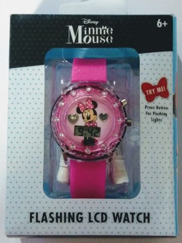 Reloj Digital Minnie Color Rosa Con Luz Para Niña