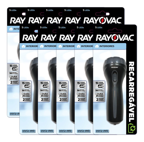 Imagem 1 de 5 de 10 Lanternas Interiores Recarregável 5 Leds Rayovac