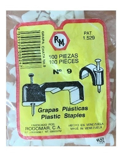 Grapas Plastica Rodomar N 9 Paquete 100u