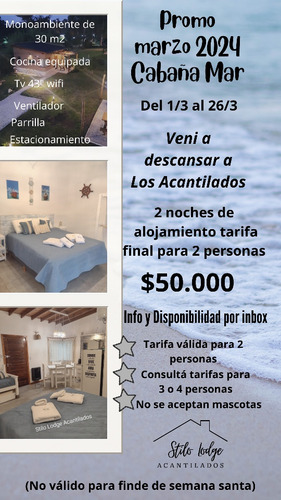  Promo  Abril !! Acantilados 2 Noches P/2 Personas