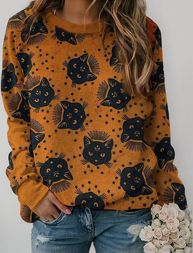 Nuevo Sudadera Con Estampado De Calabaza De Halloween