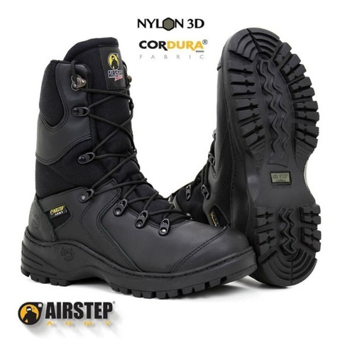 Coturno Militar Airstep Arm 100%couro Todo Costurado Airsoft