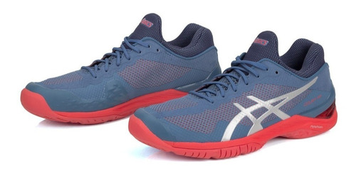 tênis asics court ff azul e vermelho