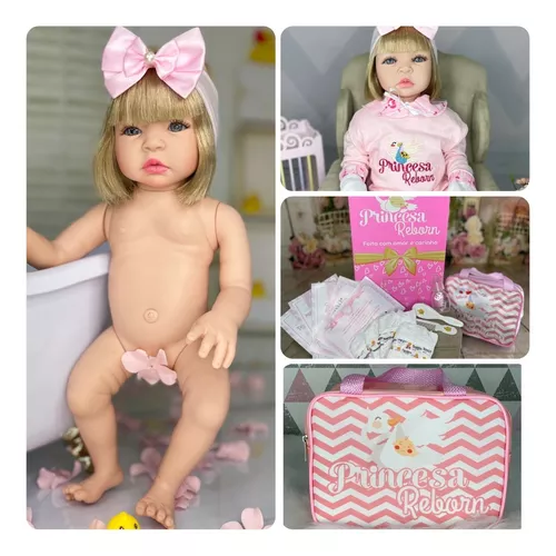 Boneca Bebê Reborn Real Princesa Newborn c Bolsa Maternidade - Chic Outlet  - Economize com estilo!