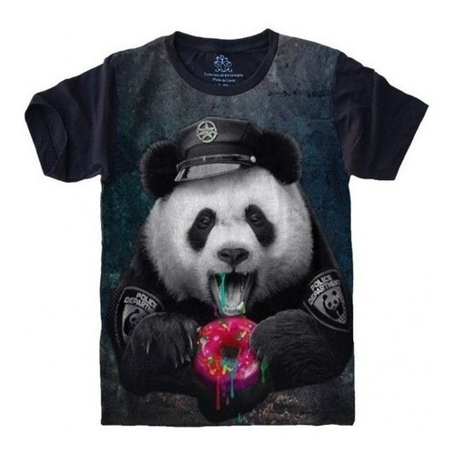 Camiseta Estilosa 3d Fullprint - Urso Panda Donuts