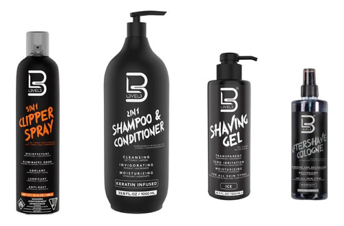 Kit Barbero Shampoo + Gel + Colonia + Lubricante Level 3