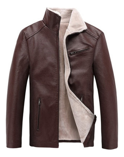 Chaqueta Para Hombre Moto Jacket Piel Gruesa De Felpa [peque