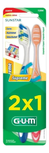 Gum Cepillo Dental Supreme Suave Limpiador Lingual Pack 2x1