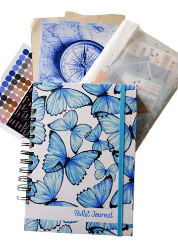 Kit Bullet Journal  Más Papeles De Tonos Azules 