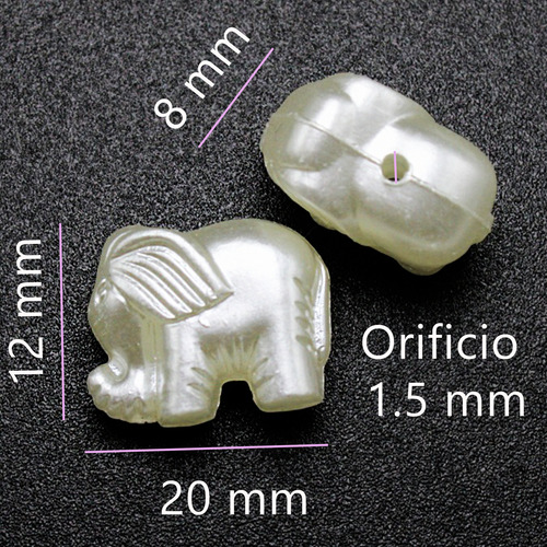 Cuenta Separador Acrílico 100g Pulseras Bisutería Collares Elefante Nacar 100pz 2 Cm 1.2 Cm