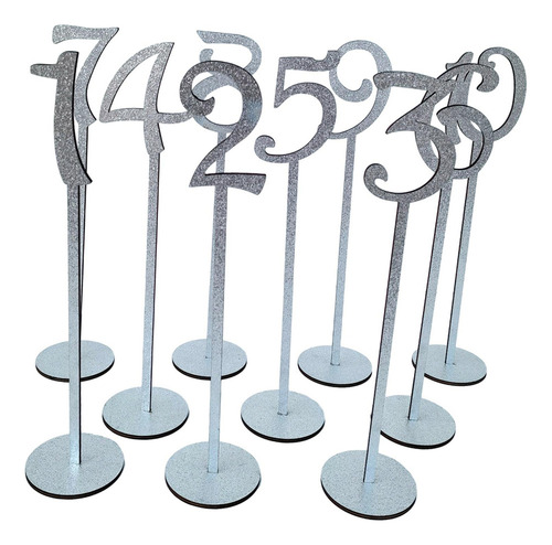 Números De Mesa, Soportes Decorativos 10 Piezas De Plata