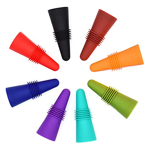 Tapones De Botella De Vino De Silicona Multicolor 8 Piezas