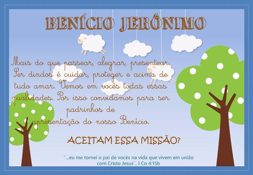 Imagem 3 de 3 de 30 Convites Padrinhos De Batismo Menino