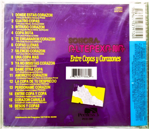 Sonora Altepexana Entre Copas Y Corazones Cd Nuevo (Usado)
