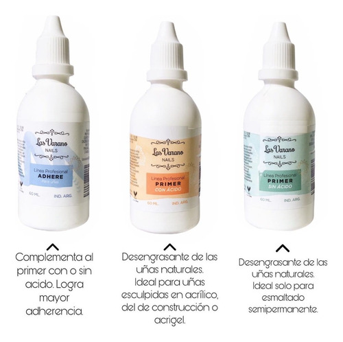 Kit X3 Adhere Primer Sin Acido Y Primer Con Acido 60ml