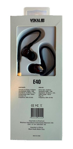 Fone De Ouvido Retorno Vokal E40 Vermelho Monitor In Ear