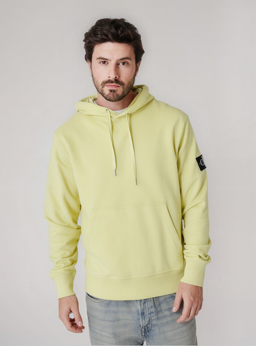Polerón Con Gorro Badge Amarillo Calvin Klein