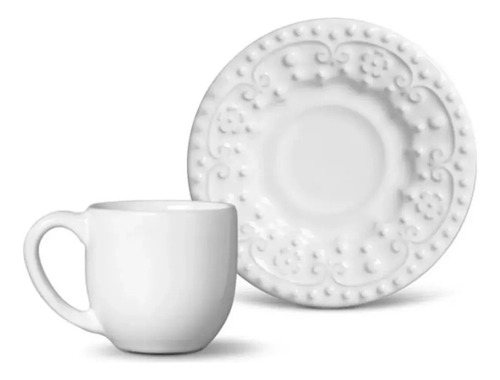 Juego de tazas de café Esparta Porto Brasil, 72 ml, 6 pulgadas, cerámica, color blanco