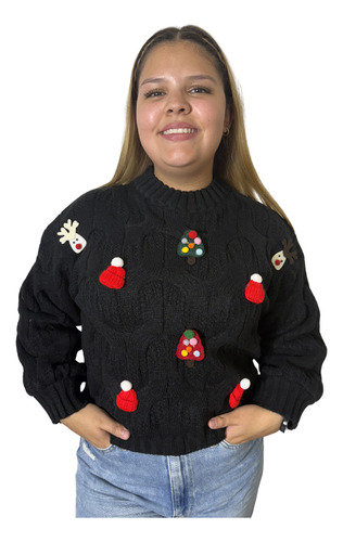 Suéter Ugly Navideño Navidad Renos Moda Tejido