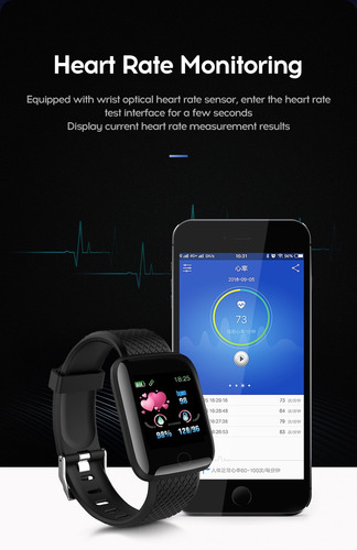 Imagen 3 de 10 de Reloj Inteligente 116 Plus D13 Smartwatch Fit Android iPhone