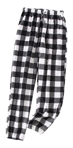 Dama's Casual Pajama Checkered With Pockets Pants Plaid
