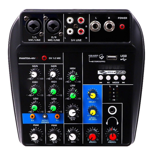 Mixer De Audio Interface Usb Para Pc Transmissão Ao Vivo 4ch