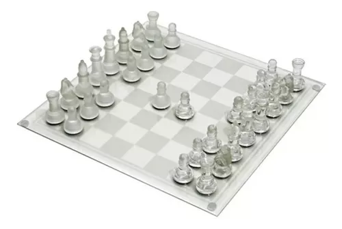 Jogo de Xadrez Luxo com Tabuleiro em Vidro 34 x 34 cm 32 Peças Preto e  Branco Dragões – Bilharmais®