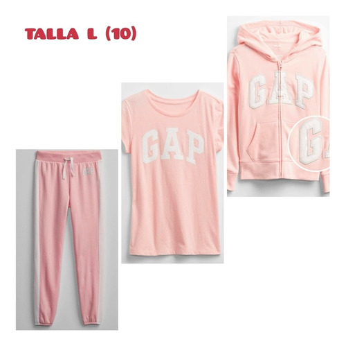 Gap Niñas Conjunto Poleron Polo Joggers Con Logo Originales 