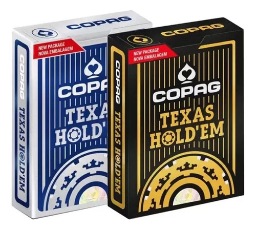 Combo 2 Baralhos Texas Holdem Azul E Dourado Copag