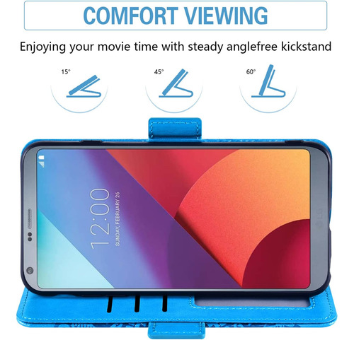 Asuwish Funda Para Teléfono Lg G6 Con Protector De Pantalla Azul.