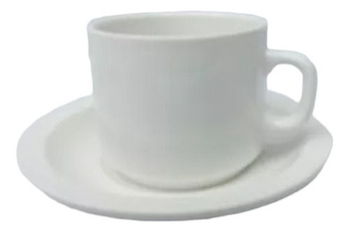 Taza Desayuno Con Plato Porcelana Blanca Rincony Pack X 12