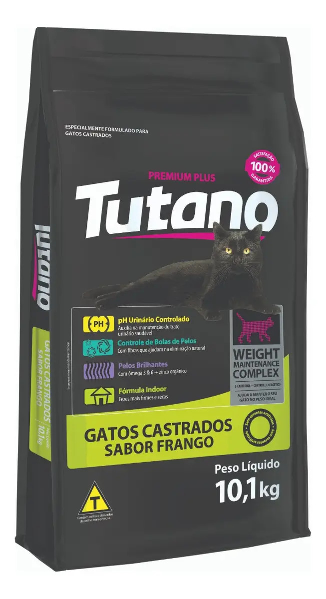 Ração Seca Tutano Premium para Gatos Adultos Castrados Sabor Frango 1.01kg