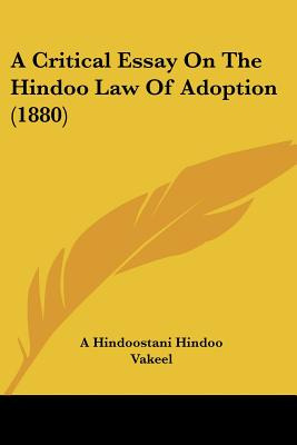 Libro A Critical Essay On The Hindoo Law Of Adoption (188...