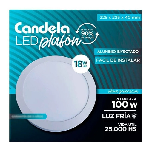Lámpara plafón de techo Candela Plafon Redondo con Base color frío 170V/265V por 1 unidad