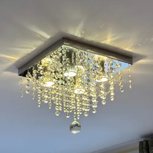 Lustre 30x30 De Cristal Acrílico Atena Sala Quarto Ap