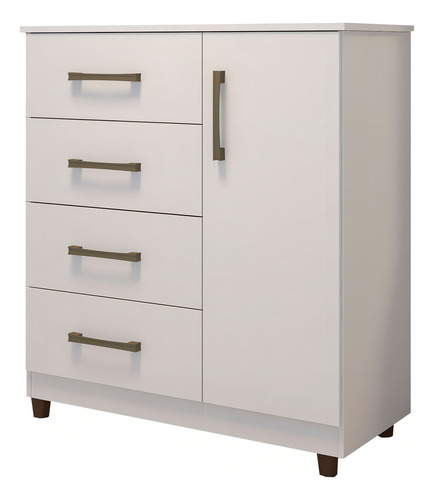 Cômoda Elisa Fluence 1 Porta 4 Gavetas Branco - Móveis