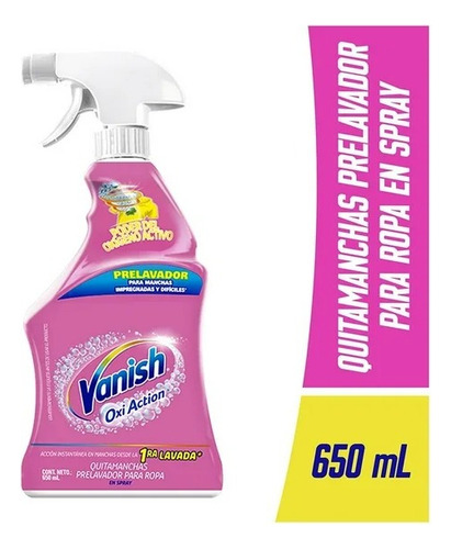 2 Pza Prelavador Para Ropa Vanish Oxi Action De 650 Ml