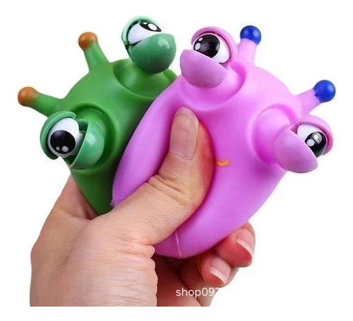 Pack 4 Squishy Caracol Ojos Saltones Antiestrés Verde Y Lila