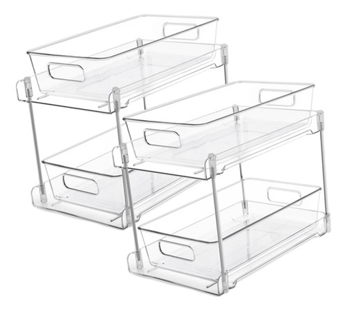 Organizador De Baño Transparente De 2 Niveles Con 2 Piezas