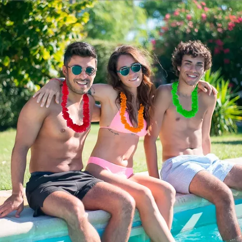 12 Collar Hawaiano Plastico Fiesta Disfraz Batucada Boda