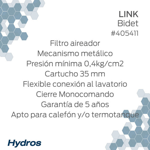 Hydros Link 405411 color cromo y acabado cromado