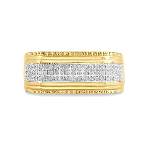 Anillo De Boda Para Hombre De Oro Amarillo Sobre Plata De Le